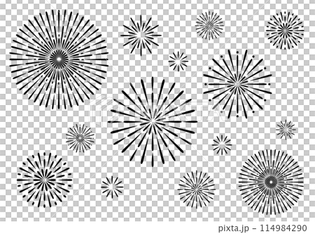 モノクロの打ち上げ花火の素材 モノクロの打ち上げ花火の素材 114984290