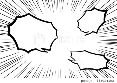 吹き出しと集中線の漫画風背景素材（しっぽ有り） 114984368