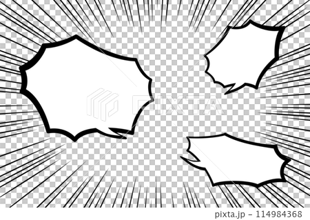 Manga-style background material with speech bubbles and focus lines (with tail) Manga-style background material with speech bubbles and focus lines (with tail) 114984368