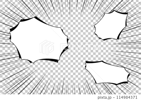 Comic background material with speech bubbles and focus lines (without tail) Comic background material with speech bubbles and focus lines (without tail) 114984371