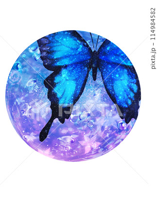 幻想的な背景と青い蝶のイラスト素材 [114984582] - PIXTA