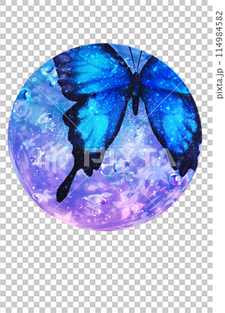 幻想的な背景と青い蝶のイラスト素材 [114984582] - PIXTA