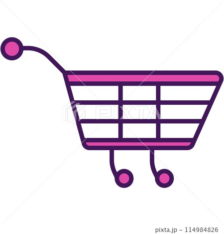Trolley cart icon, flat vector supermarket basket Trolley cart icon, flat vector supermarket basket 114984826