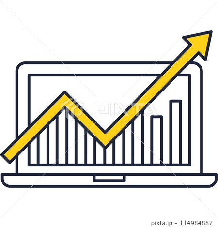 Stock market analysis icon vector flat computer 114984887