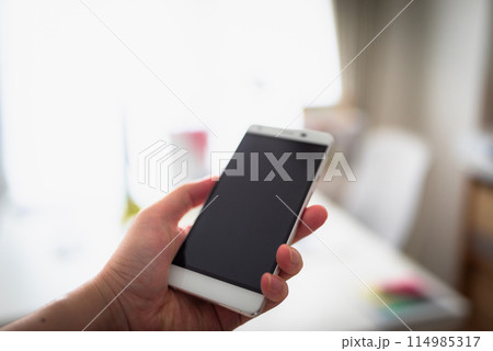スマホを持つ男性 114985317