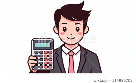 電卓を持つビジネスマン 114986705