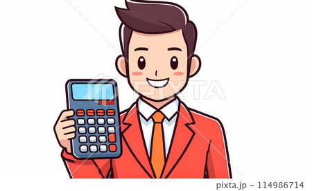 電卓を持つビジネスマン 114986714