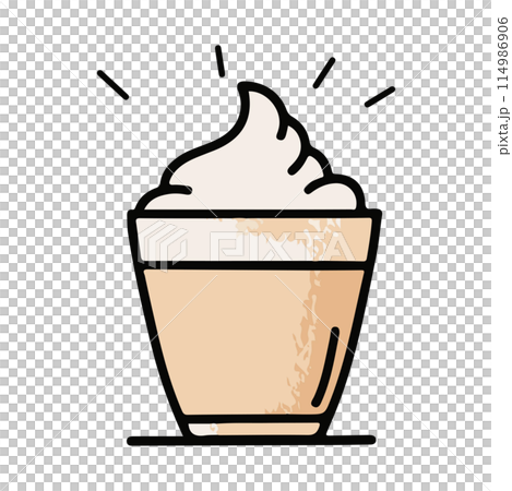 Flat simple vector illustration of a drink with cream Flat simple vector illustration of a drink with cream 114986906