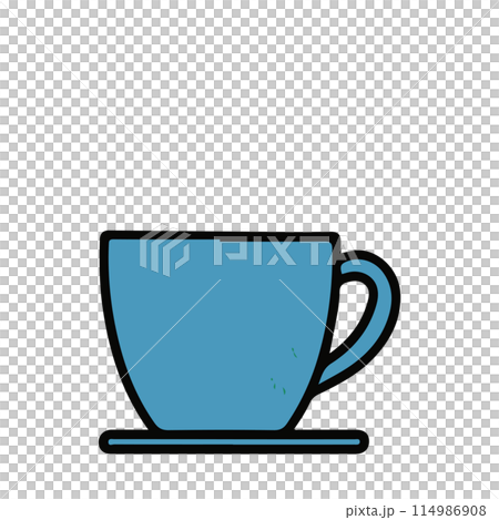 Flat and simple vector illustration of a blue mug Flat and simple vector illustration of a blue mug 114986908