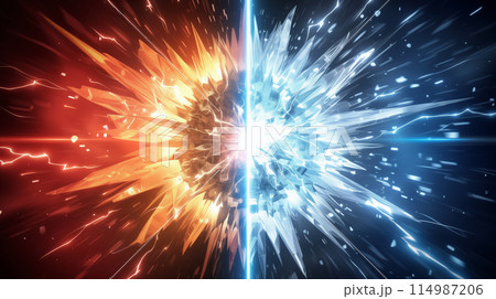 " 相対的な赤と青のエナジーのバトル ."<AI生成素材> 114987206