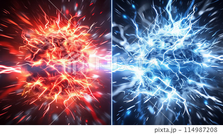 " 相対的な赤と青のエナジーのバトル ."<AI生成素材> 114987208