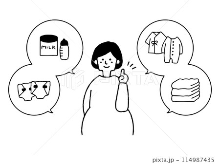 出産準備をする妊婦さん 出産準備をする妊婦さん 114987435