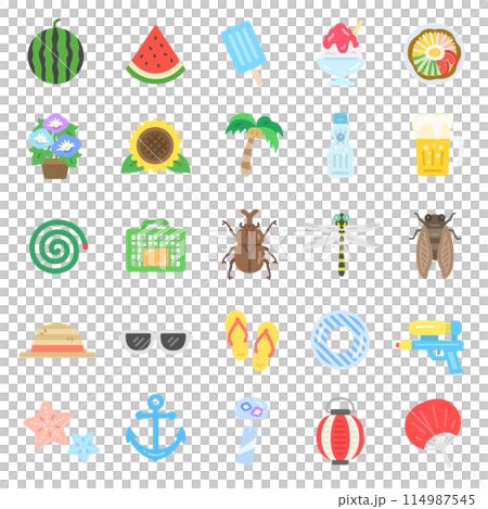 夏のアイコンのイラストセット 114987545