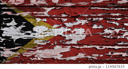 Flag of East Timor painted on a wooden board 114987635