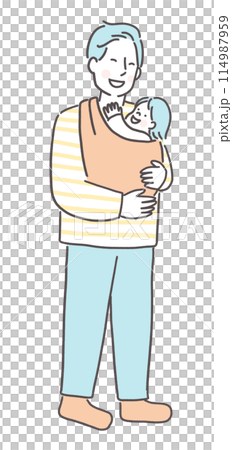 赤ちゃんを抱っこするお父さん 赤ちゃんを抱っこするお父さん 114987959