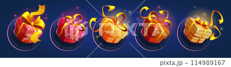 Gift boxes set isolated on black background 114989167