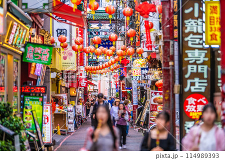 日本の横浜都市景観 5月。横浜中華街・市場通りなどを望む… 114989393