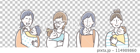 赤ちゃんを抱っこするママ 赤ちゃんを抱っこするママ 114989860