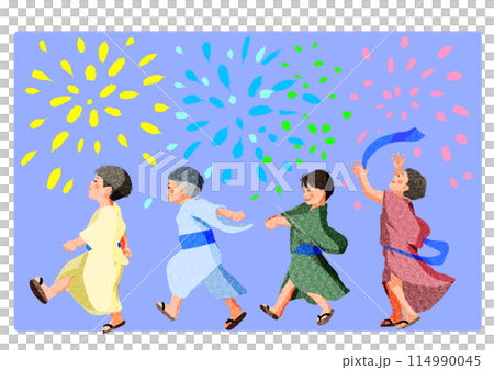 穿著浴衣參加節慶的孩子們 114990045