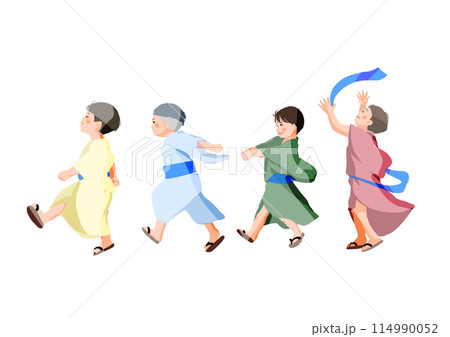 浴衣でお祭りに行く子供達 114990052