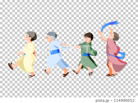 浴衣でお祭りに行く子供達 114990052
