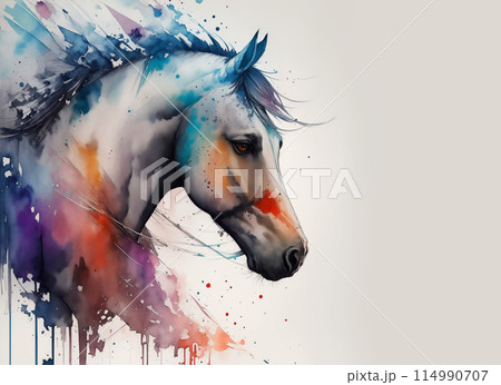 Watercolor Animal Illustration with Beautiful Dog Head on White Background. Aquarel Painted Style Pet Wallpaper Design for Banner, Poster, Invitation or Cover. AI Generated. Watercolor Animal Illustration with Beautiful Dog Head on White Background. Aquarel Painted Style Pet Wallpaper Design for Banner, Poster, Invitation or Cover. AI Generated. 114990707