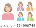高齢女性の表情バリエーションセット 114990746