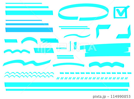 蛍光ペンの線 ライン マーカー線 水色RGB 蛍光ペンの線 ライン マーカー線 水色RGB 114990853