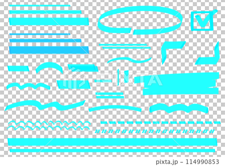 蛍光ペンの線 ライン マーカー線 水色RGB 蛍光ペンの線 ライン マーカー線 水色RGB 114990853