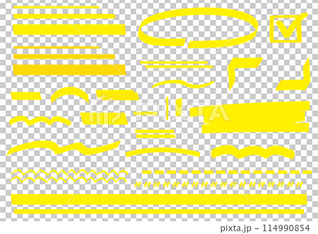蛍光ペンの線 ライン マーカー線 黄色 蛍光ペンの線 ライン マーカー線 黄色 114990854