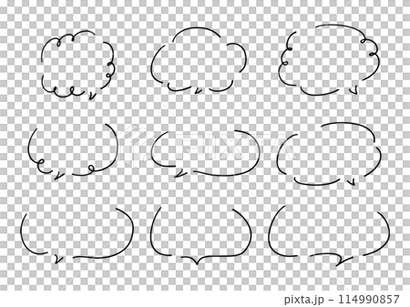 Simple line handwritten speech bubble set 114990857