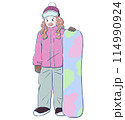 スノーボードを楽しむ女の子 114990924
