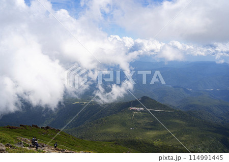 八丁ダルミ登山道から見下ろした飛騨の山々 八丁ダルミ登山道から見下ろした飛騨の山々 114991445