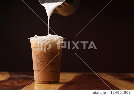 Ice cappuccino and milk foam Ice cappuccino and milk foam 114991908