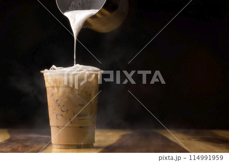 Ice cappuccino and milk foam Ice cappuccino and milk foam 114991959