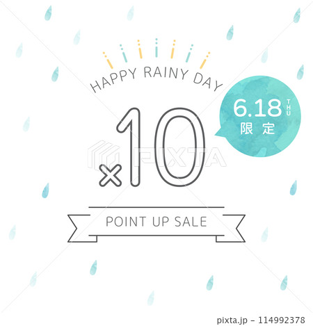 雨模様なポイントアップセール バナー 水彩 背景 114992378