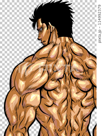 筋肉質な男性の背中のイラスト 114992379