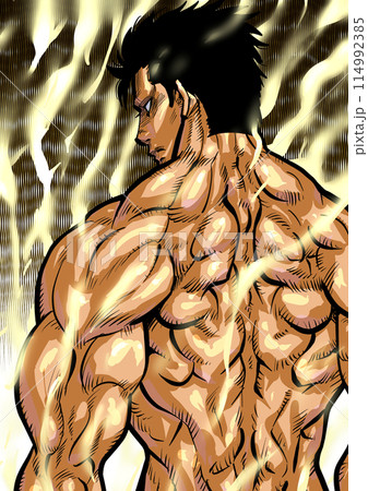筋肉質な男性の背中のイラスト 114992385