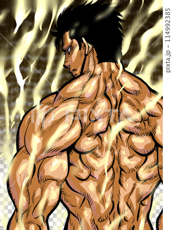 筋肉質な男性の背中のイラスト 114992385