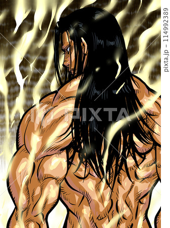 筋肉質な男性の背中のイラスト 114992389