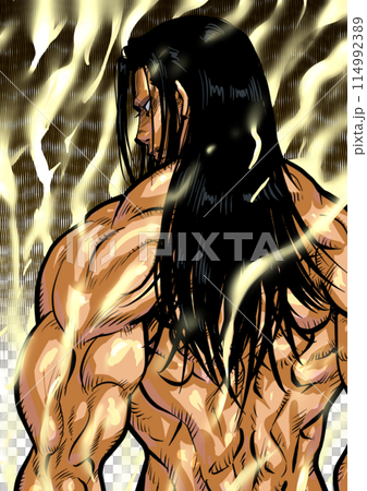 筋肉質な男性の背中のイラスト 114992389