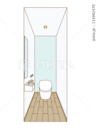 タンクレストイレのインテリアパース　フローリング床 114992470