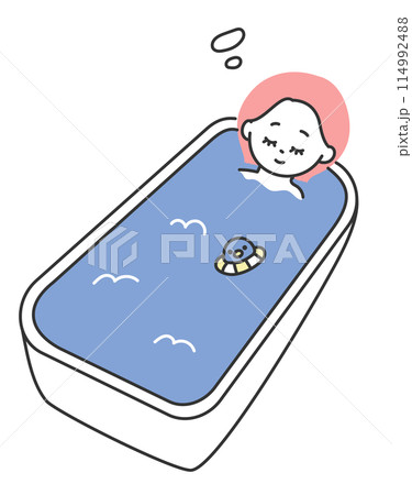 湯船に浸かって1日の疲れを癒す女性のイラスト 湯船に浸かって1日の疲れを癒す女性のイラスト 114992488