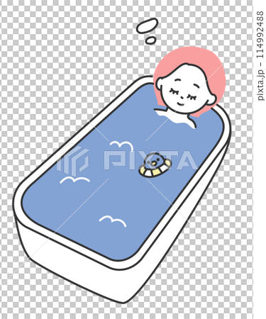湯船に浸かって1日の疲れを癒す女性のイラスト 湯船に浸かって1日の疲れを癒す女性のイラスト 114992488