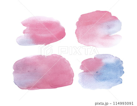 Set of colorful watercolor brush strokes in pink and blue colors 114993091