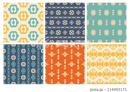 Tribal Southwestern Navajo Seamless Patterns Set Tribal Southwestern Navajo Seamless Patterns Set 114993171