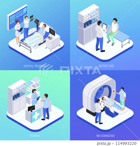 Health workers isometric composition set 114993220