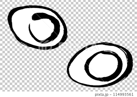 筆タッチのシンプルなゆで卵の断面の線画イラストセット 114993561