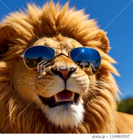 サングラスをしたライオンのイラスト素材 [114993597] - PIXTA