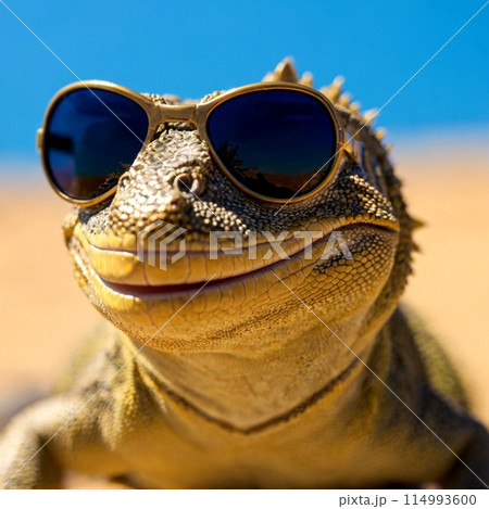 サングラスをしたトカゲ サングラスをしたトカゲ 114993600